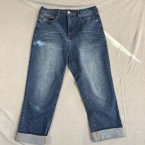 FRYE Jeans Womens 12/31 Medium Wash Straight Leg Cropped Cuffed Denim Blue